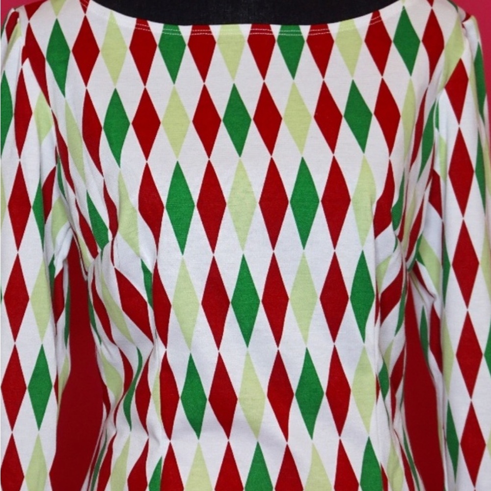 NWT Pinup Girl Holiday Harlequin Sabrina Top